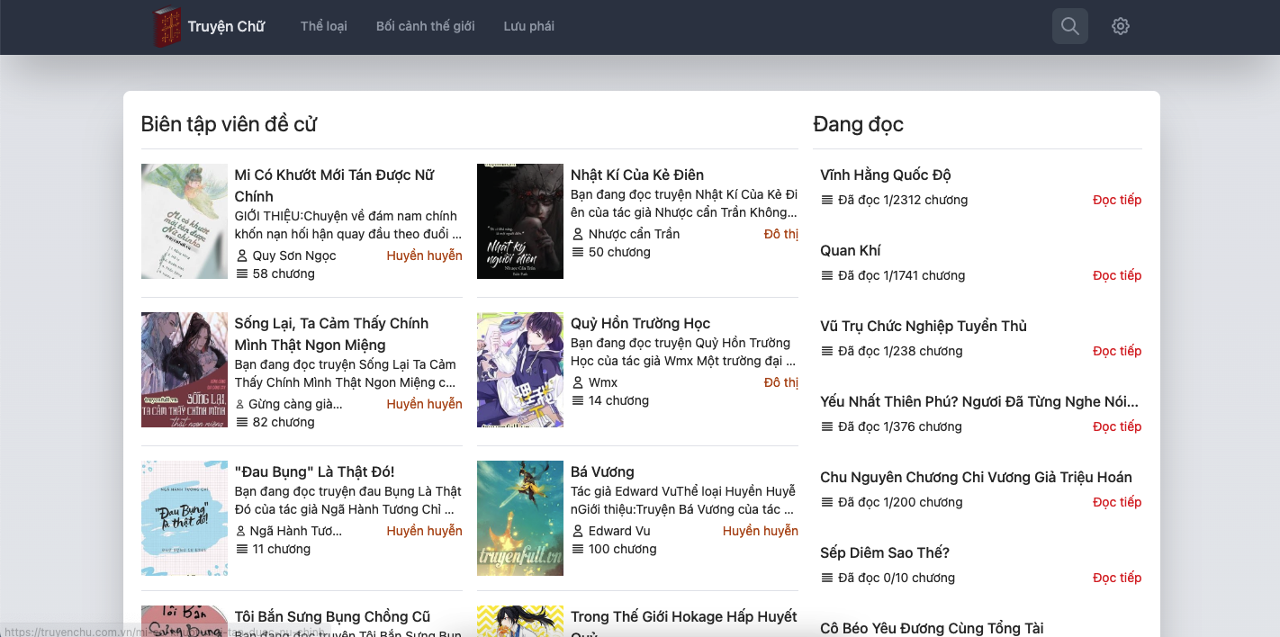 Website Truyện dịch, Truyện Convert Truyenchu.com.vn lớn nhất